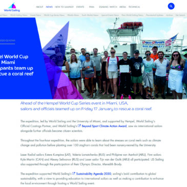 E. Kumpiņa Miami piedalās World Sailing ilgspējīgas vides projektā.