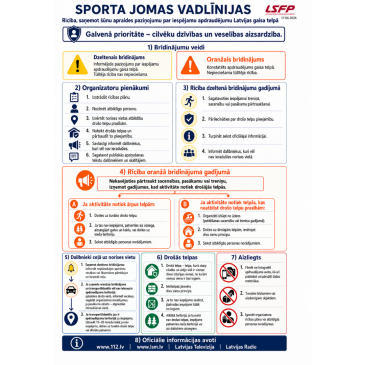 Publicētas vadlīnijas sporta organizācijām rīcībai šūnu apraides brīdinājuma gadījumā